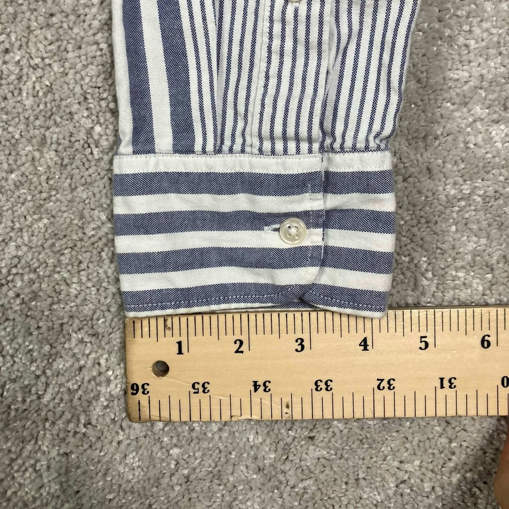 JCrew Broken-In Oxford Shirt Men's Large Blue White Stripe Slim Fit Button Down - Picture 13 of 14